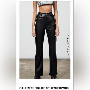 Zara Black Wide Leg Leather Pants